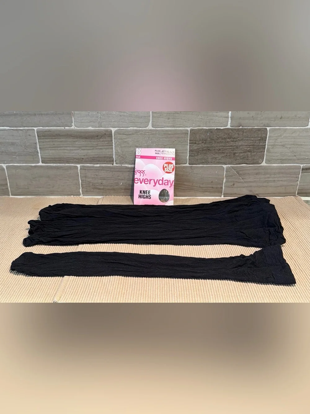 Vintage L'eggs Everyday Plus Size Jet Black Knee Highs Lot of 4 Pairs